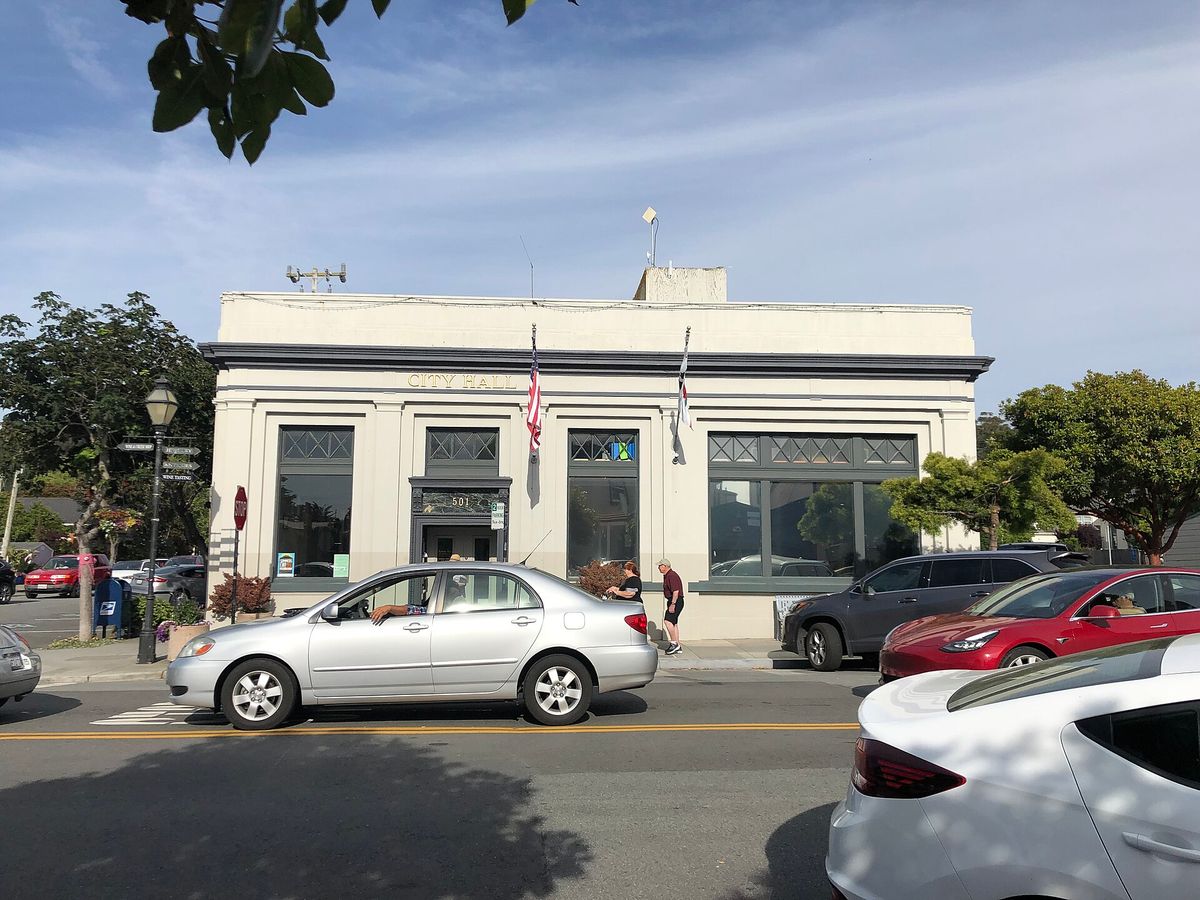 Half Moon Bay City Hall, built around 1922 as the Bank of Half Moon Bay